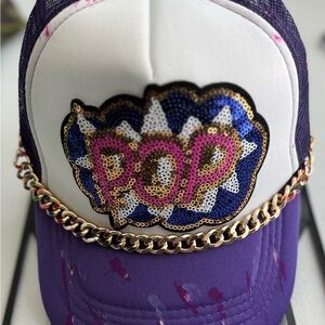 Purple and White Pop Sequin Cap